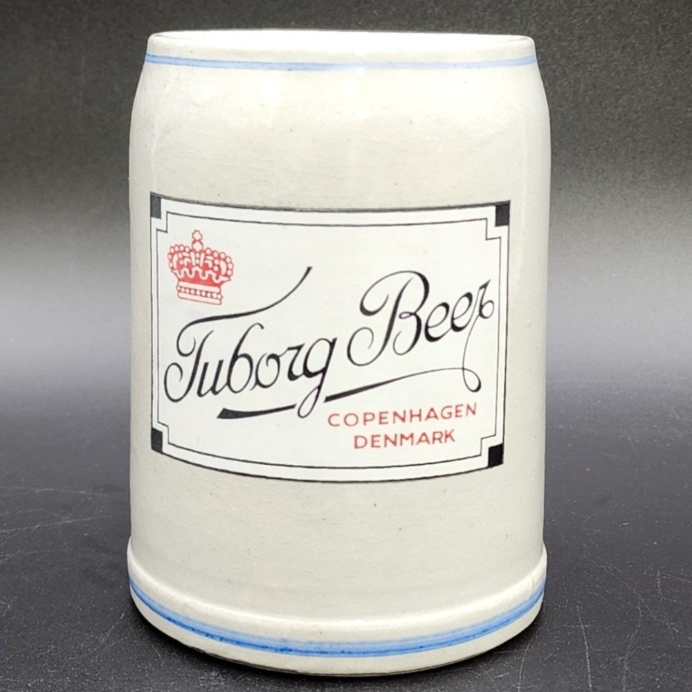 Tuborg Beer 0.5L Gray Stoneware Mug Copenhagen Denmark Stein Bar Man Cave Vtg